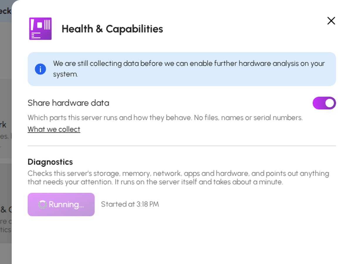 Diagnostics running