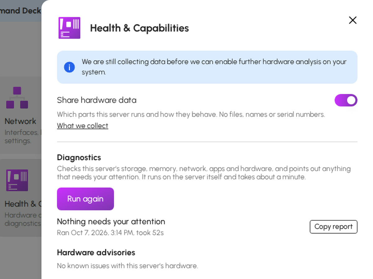 Diagnostics' report: nothing needs your attention